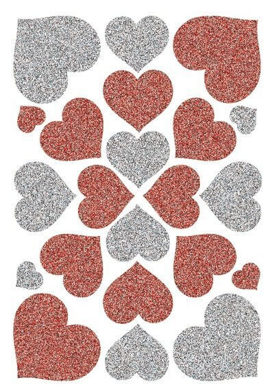 HERMA 6387 10x Sticker MAGIC Herzen Rot & Silber Glittery