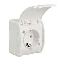 Schuko-Steckdose Aufputz 1-Fach Feuchtraum Steckdose Klappe IP44 10A 250V Weiß Schuko-Steckdose Aufputz 1-Fach Feuchtraum Steckdose Klappe IP44 10A 250V Weiß
