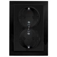 Schuko Steckdose Unterputz Schutzkontakt 2-Fach 16A 220-250V Schwarz Matt vertikal Schuko Steckdose Unterputz Schutzkontakt 2-Fach 16A 220-250V Schwarz Matt vertikal