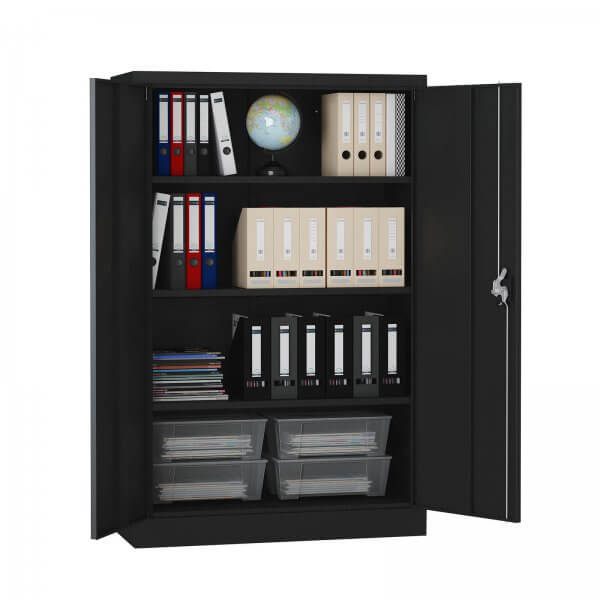 MIDORI® Aktenschrank mit 3 Böden 90 x 40 x 140 cm Metallschrank Büroschrank Schwarz