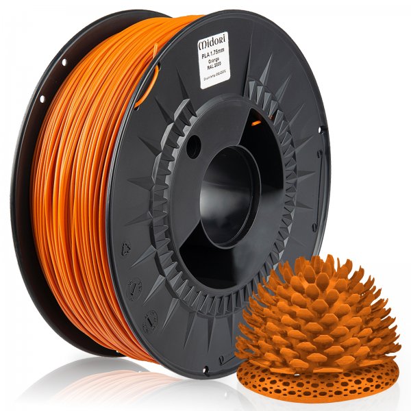 Midori® 3D PLA Filament 1,75mm 1kg Spule Orange RAL2000