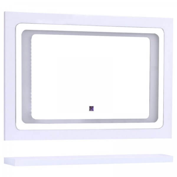 Badmöbel Set Spiegel LED Touch Weiß Hochglanz 90 cm