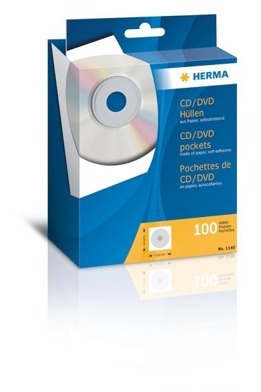 HERMA 1140 CD/DVD-Papierhüllen mit Klebefläche 100 Stück Weiß