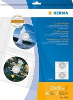 HERMA 7682 CD/DVD-Hüllen transparente Folie inkl. Papierhüllen 10 Stück