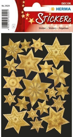 HERMA 3929 10x Sticker DECOR Sterne 6-zackig gold Gravurfolie