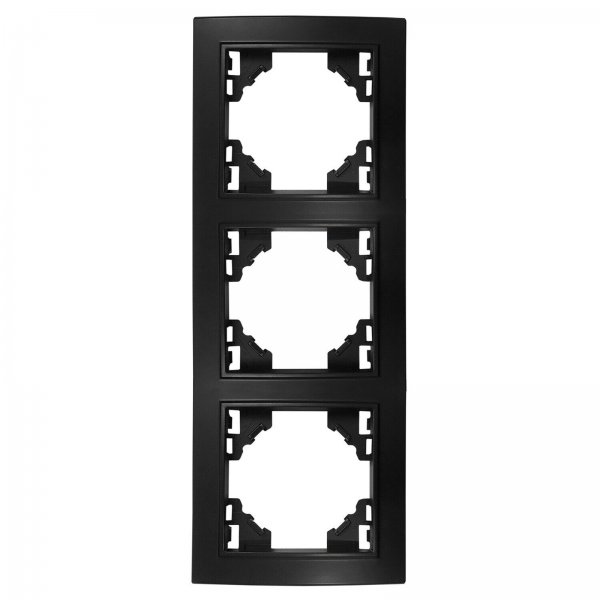 Rahmen 3-Fach für Steckdosen Schalter Unterputz 227x82x8mm vertikal Schwarz Matt