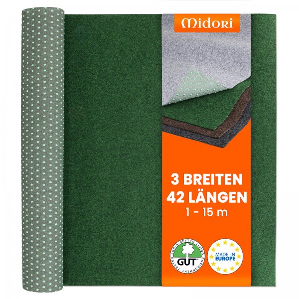 Rasenteppich Kunstrasen-Teppich Grün Drainage-Noppen Outdoor Balkon 1490 g/m²
