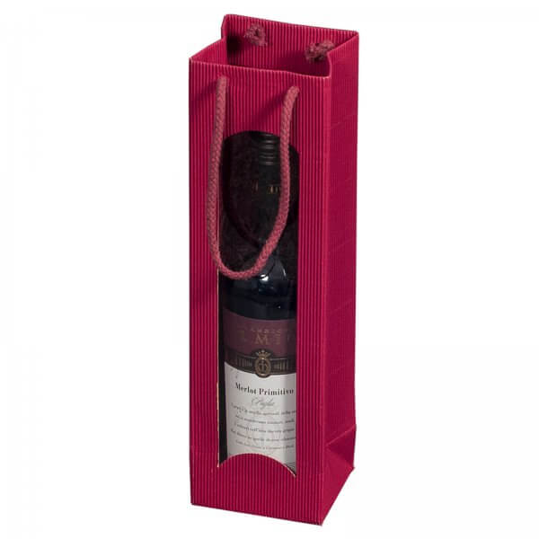 Geschenk-Flaschentasche für 1 Weinflasche mit Sichtfenster Bordeaux