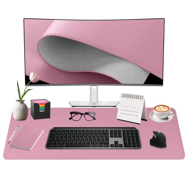 Schreibtischunterlage Mauspad 80x40cm Kunstleder Randnähte rutschfest Rosa