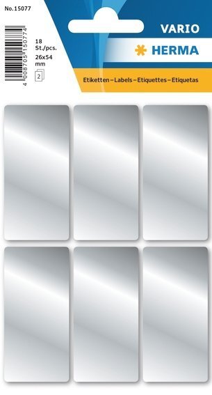 HERMA 15077 10x Silberetiketten 26 x 54 mm 18 Stück