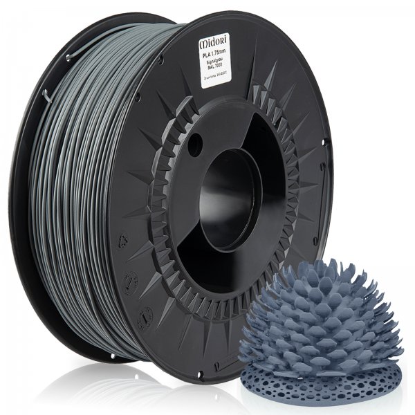 Midori® 3D PLA Filament 1,75mm 1kg Spule Signalgrau RAL7000