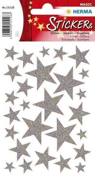 HERMA 15128 10x Sticker MAGIC Sterne Silber Glittery