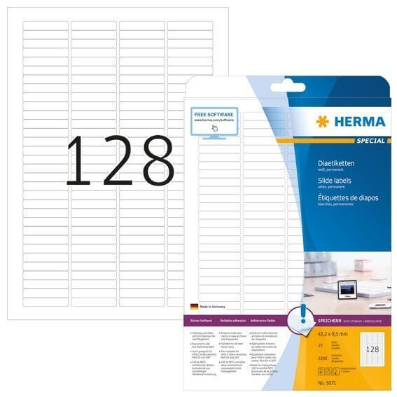 HERMA 5071 Dia-Etiketten A4 432x85 mm weiß Papier matt 3200 Stück