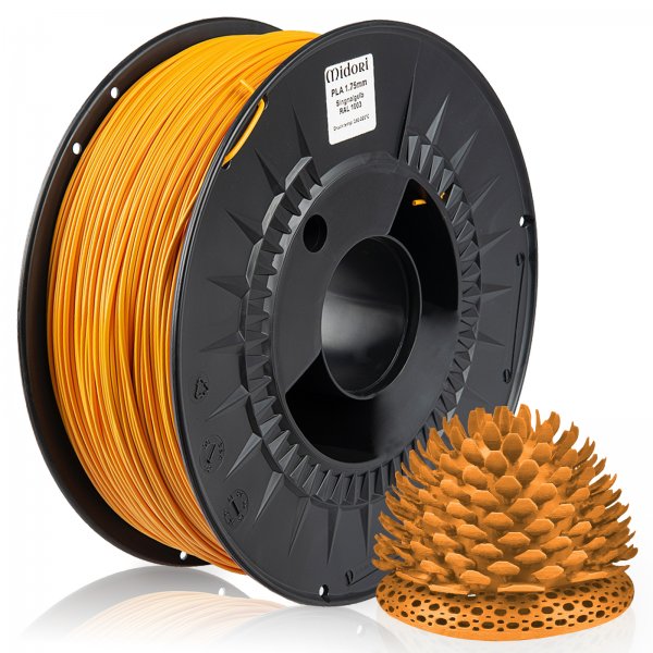 Midori® 3D PLA Filament 1,75mm 1kg Spule Signalgelb RAL1003