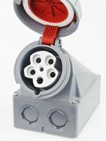 Preview: CEE-Wandsteckdose Aufputz IP67 63A 5-polig 3P-N-E-P 415V Schraubanschluss Preview: CEE-Wandsteckdose Aufputz IP67 63A 5-polig 3P-N-E-P 415V Schraubanschluss