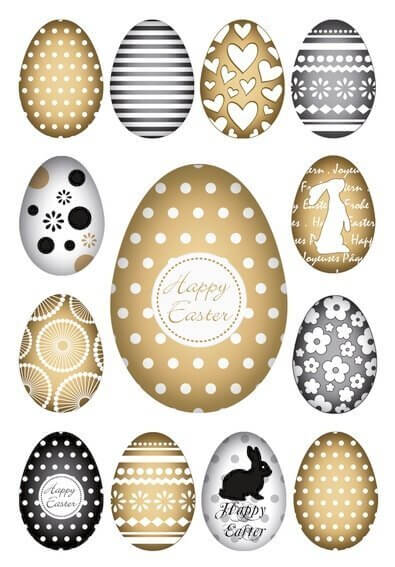HERMA 1726 10 x Sticker DECOR Happy Easter Goldeier