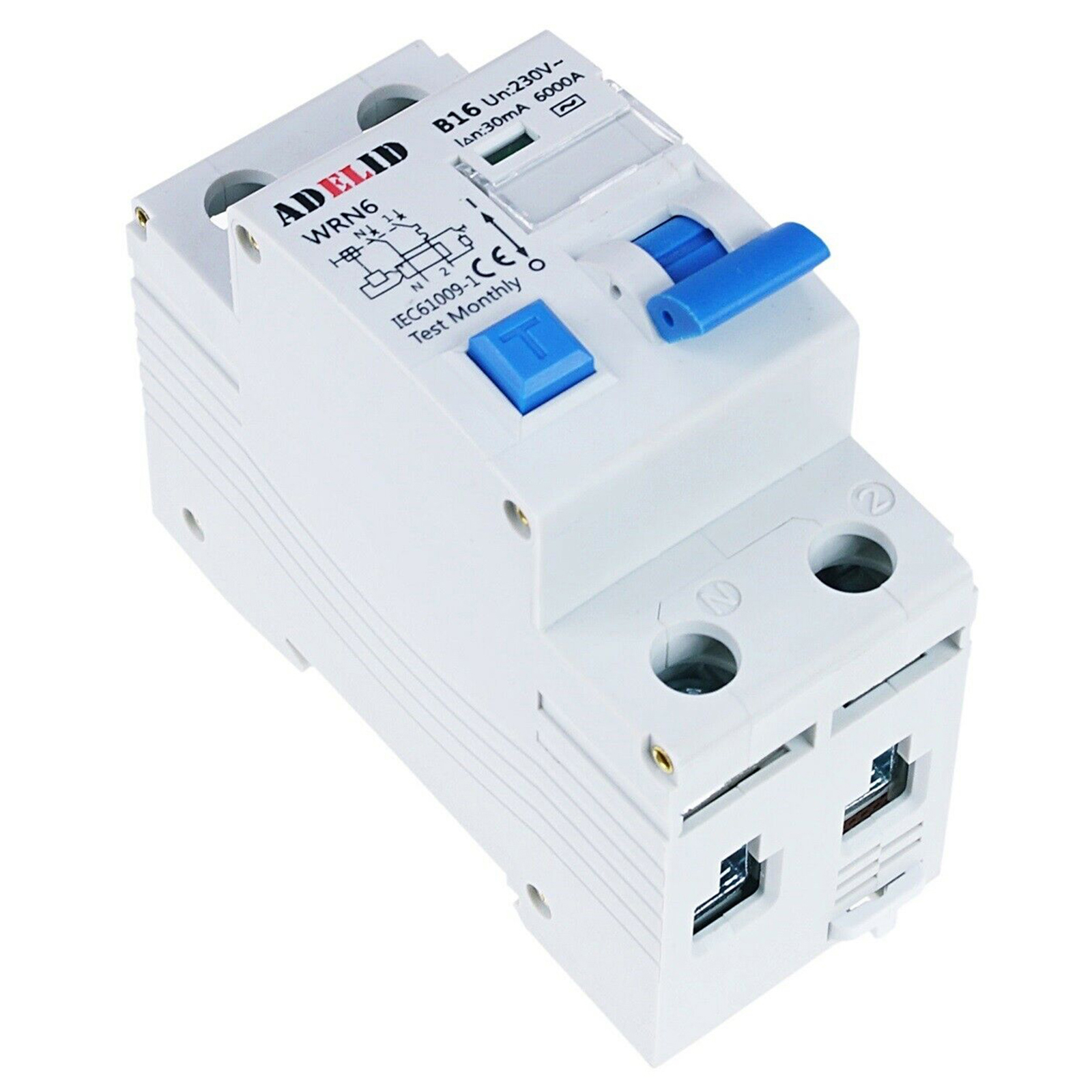 Disjoncteur Différentiel FI/LS AC 230V 30mA 1P+N 6kA - RCBO 16A Type A - Protection Surcharge Et Fuite