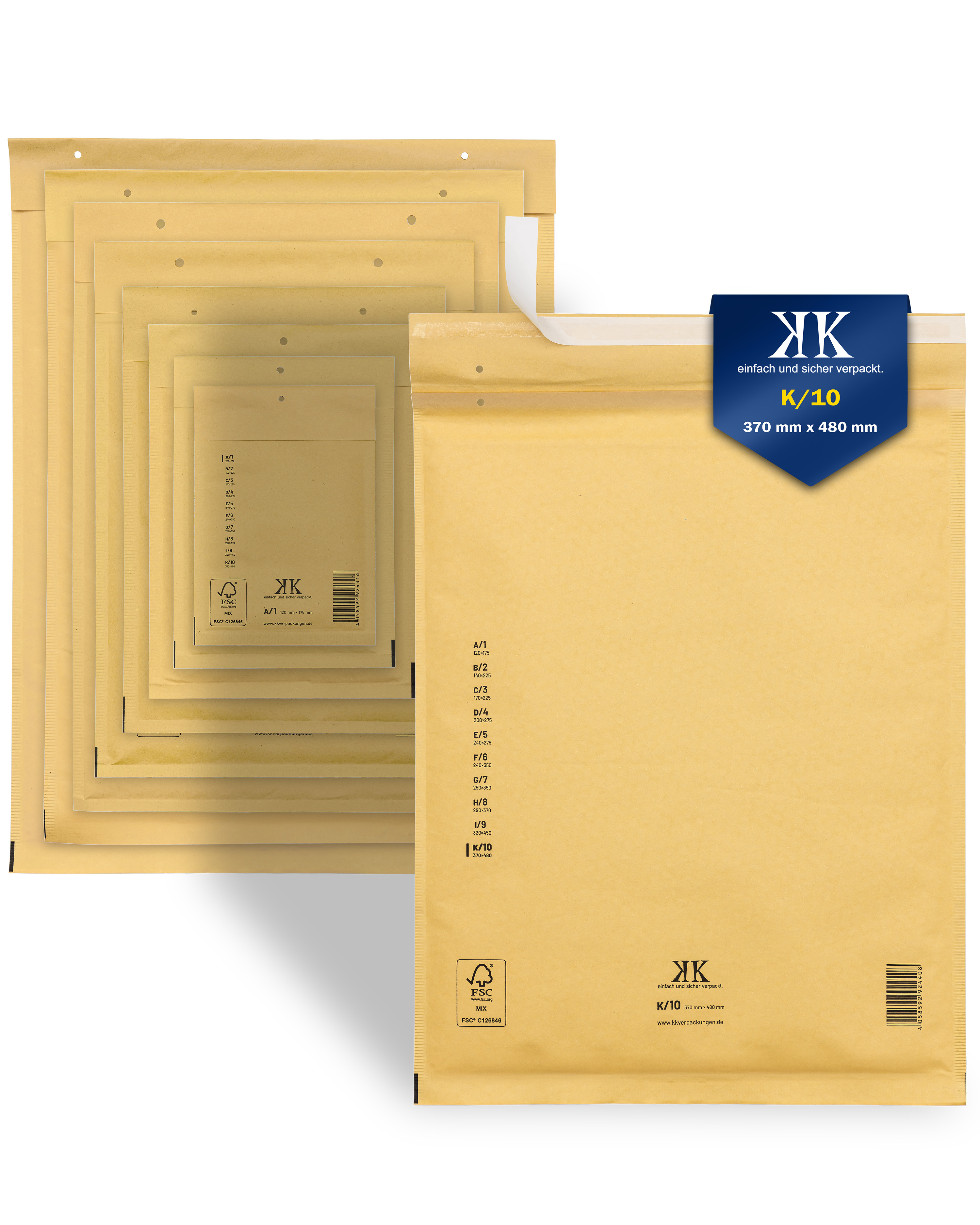 Lot De 10 Enveloppes à Bulles Kraft - Sacs D'expédition Rembourrés, Scellés, Toutes Tailles