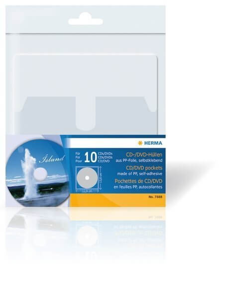 HERMA 7688 CD/DVD-Hüllen 129x130 mm 10 Hüllen