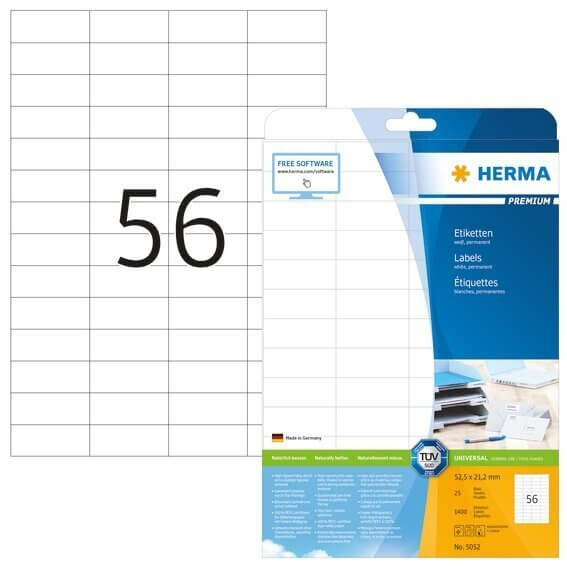 HERMA 5052 Etiketten Premium A4 525x212 mm weiß Papier matt 1400 Stück