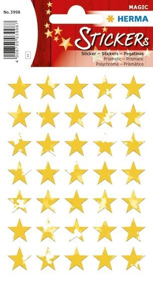 HERMA 3998 10x Sticker MAGIC Sterne 5-zackig gold Prismaticfolie Ø 8 mm