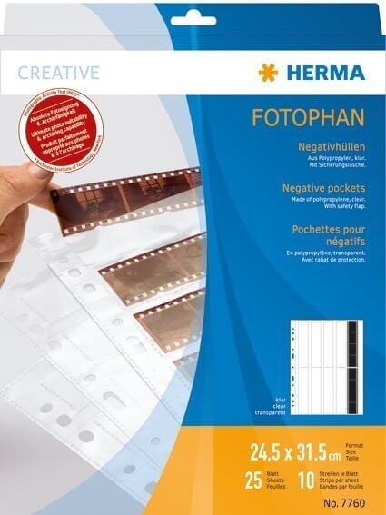 HERMA 7760 Negativhüllen transparent für 10 x 4 Streifen 25 Stück