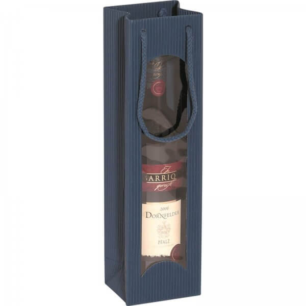 Geschenk-Flaschentasche für 1 Weinflasche mit Sichtfenster Saphir